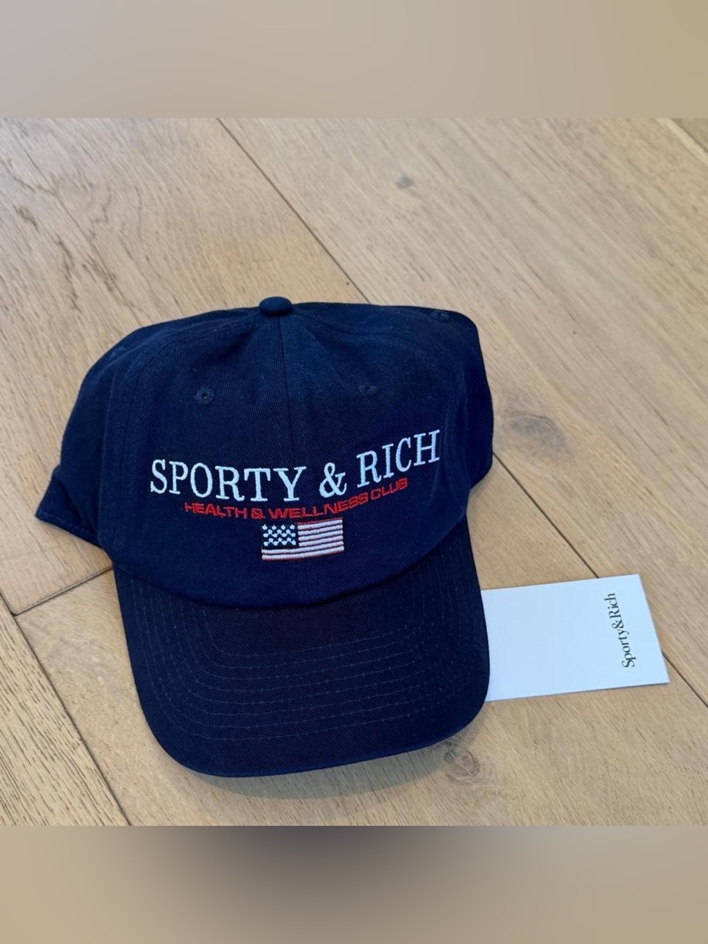 Sporty & Rich Navy Embroidered Baseball Cap